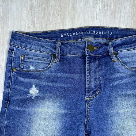 Articles of Society Distressed Mid Rise Skinny Ankle Blue Denim Casual Jeans 27 - Picture 3 of 16